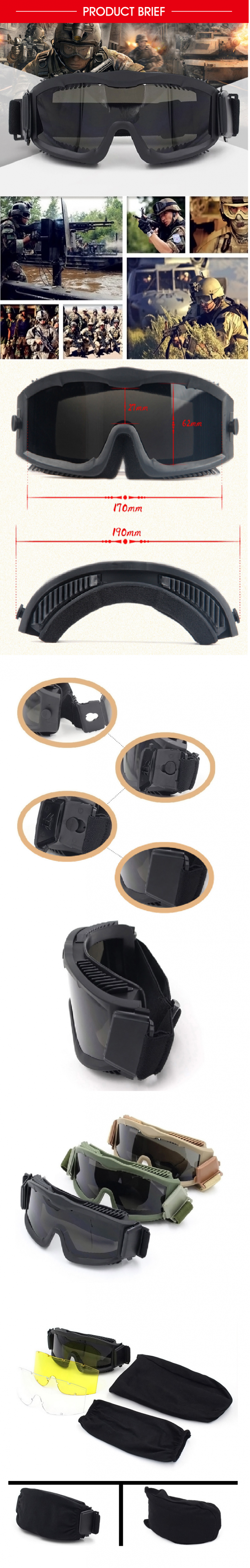 Kugelförmige Militärart-Sonnenbrille, ballistischer schießender Glas-elastischer Stirnband-Bügel